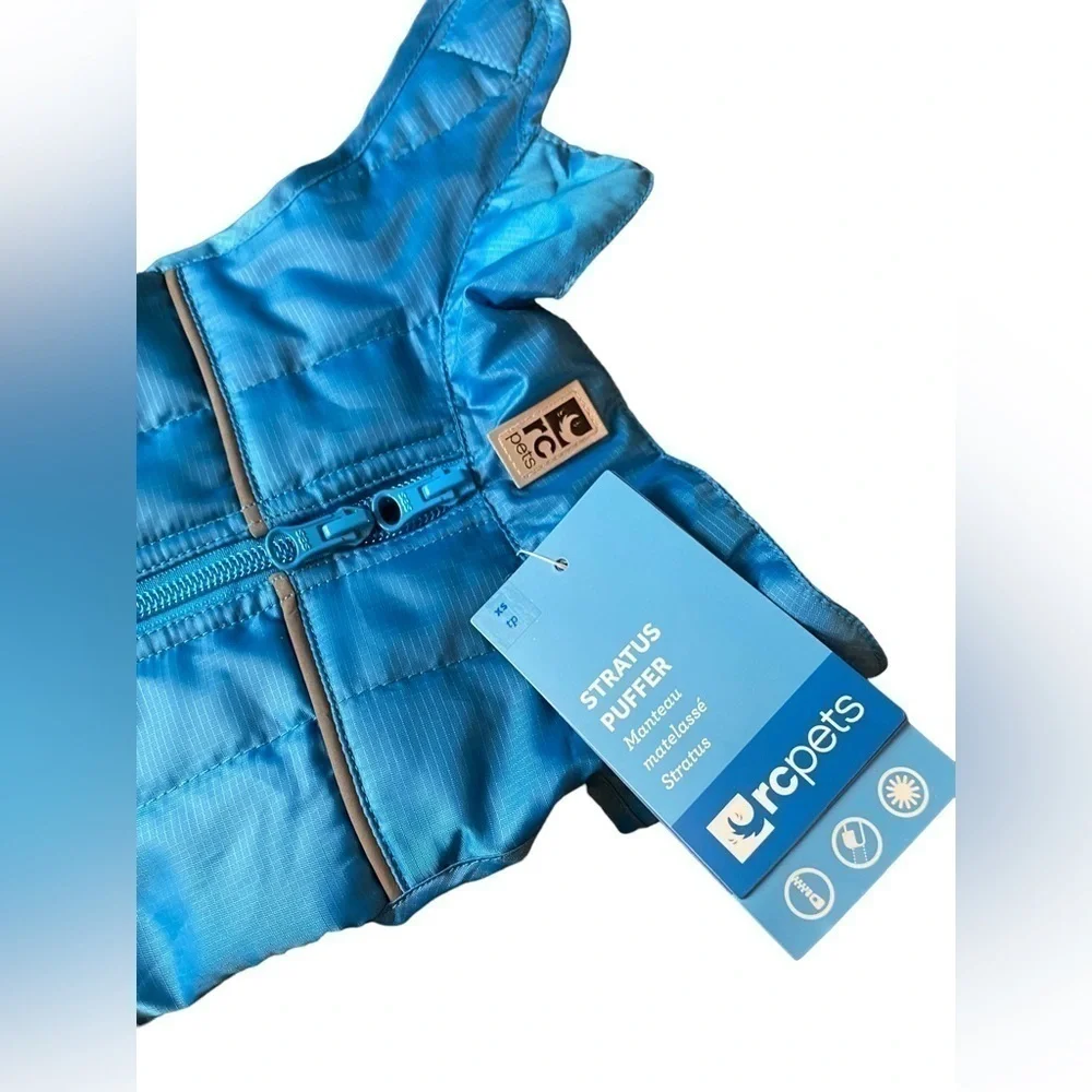 RCPETS Status Dog Puffer Jacket CYAN Blue Size XS NWT